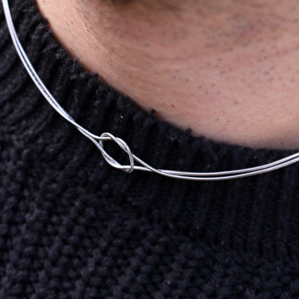 Collana Nodo Infinito (2 Catenine) - Confezione Regalo Con Rosa