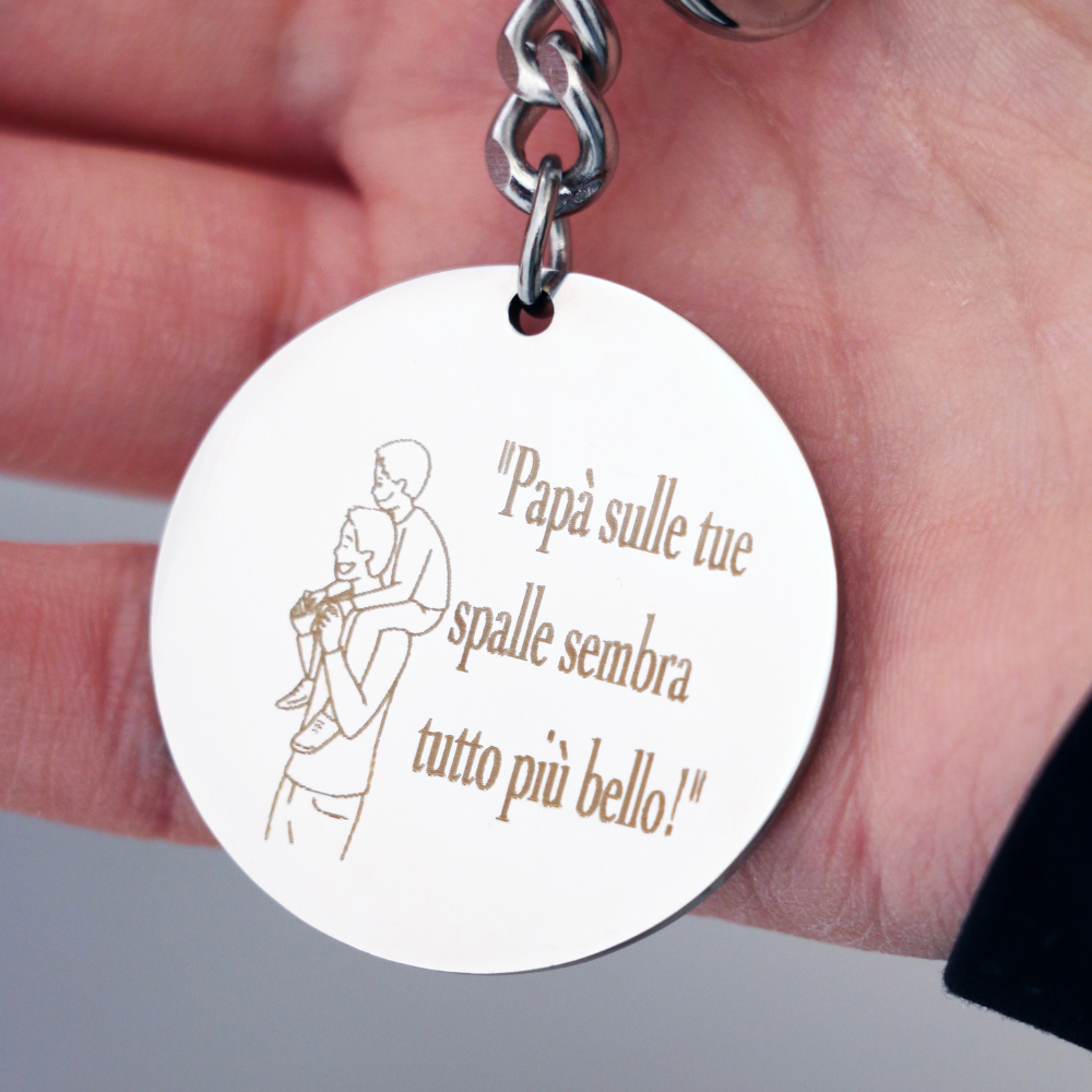Portachiavi Papà In Acciaio Con Incisione Personalizzato