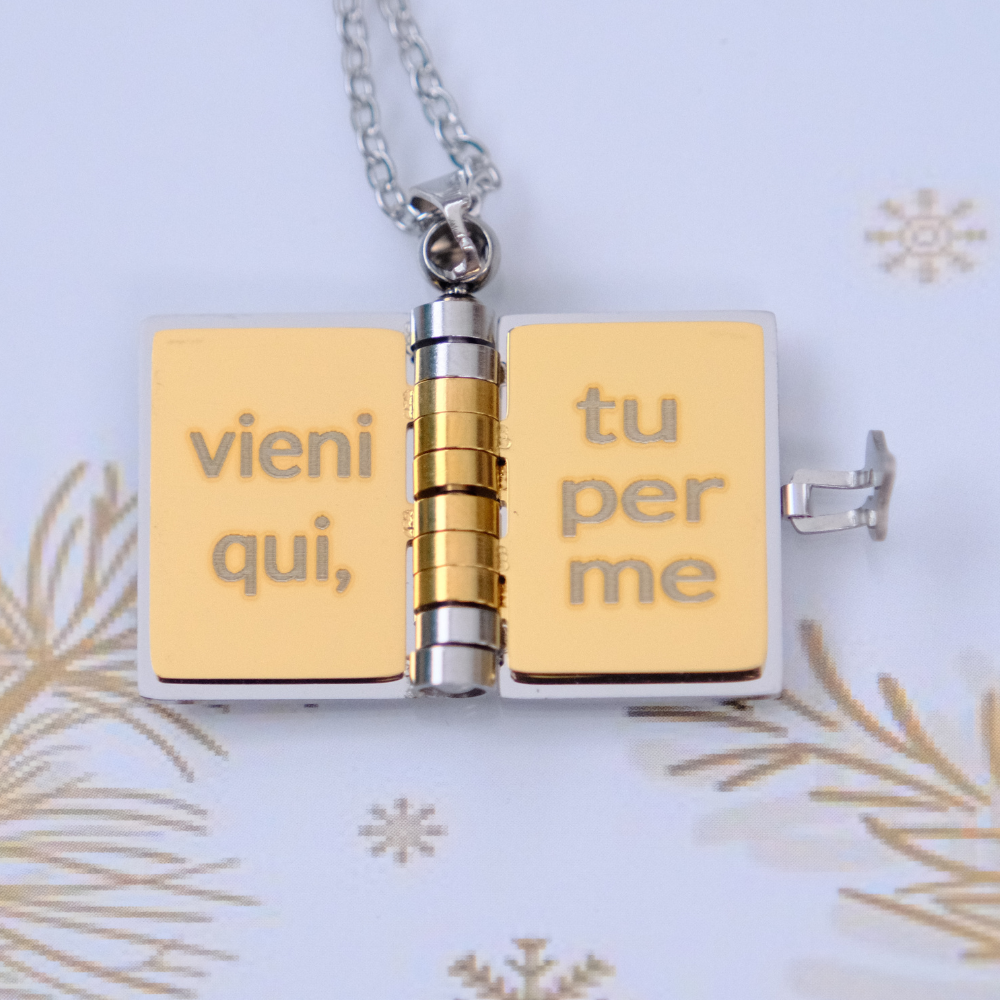 Portachiavi/Collana Book ~ Frase Canzone E... (E... vuoi da bere...)