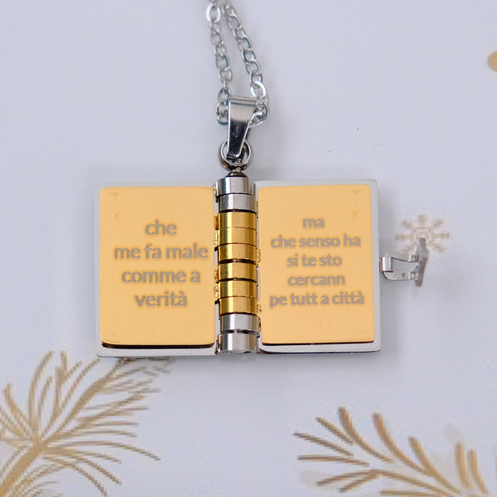 Portachiavi/Collana Book ~ Frase Canzone Episodio D'Amore (E tu m'hê dato n'episodio d'ammore...)