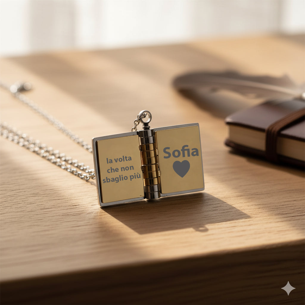 Portachiavi/Collana Book ~ Frase Canzone Quanto Amore sei...