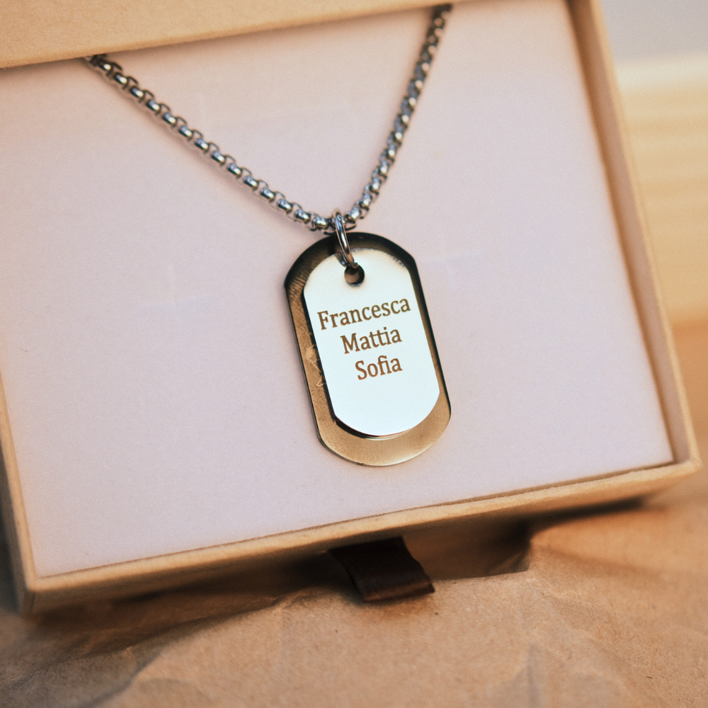 Collana Papà “Sulle Tue Spalle” – Doppia Targhetta Personalizzabile...