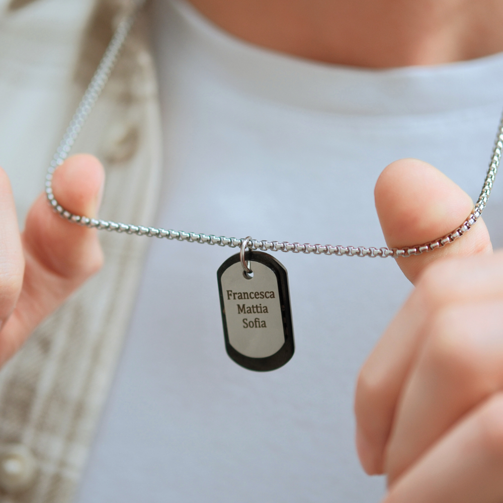 Collana Papà “Sulle Tue Spalle” – Doppia Targhetta Personalizzabile...