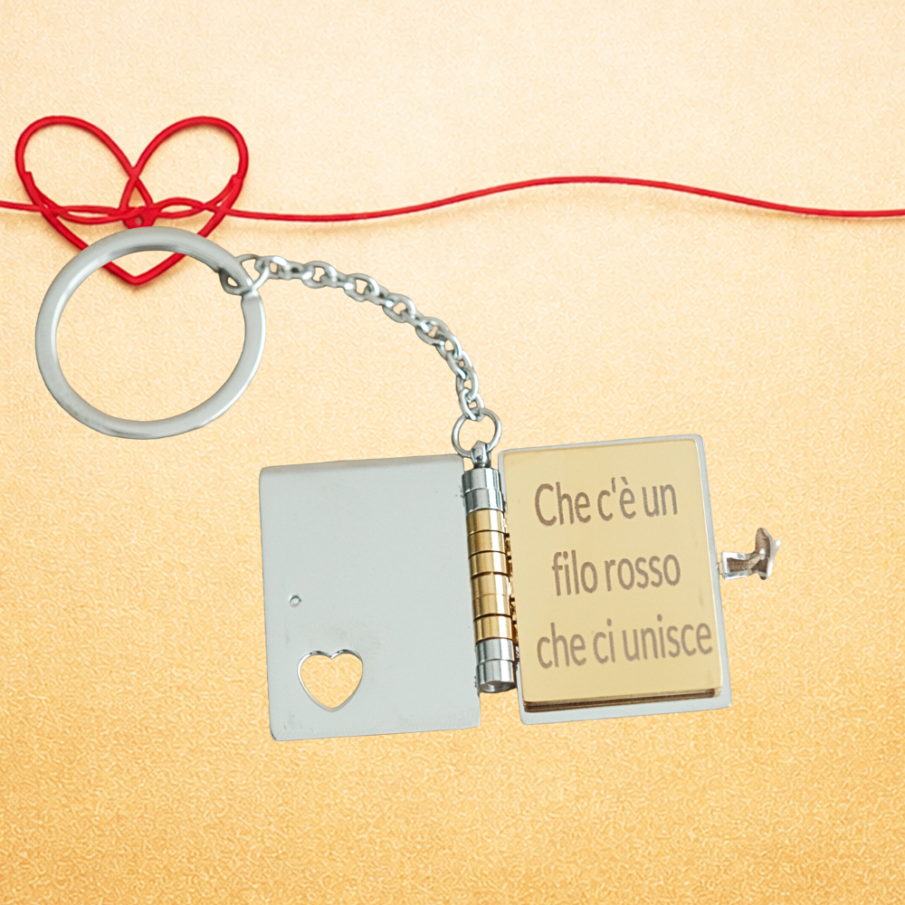 Portachiavi/Collana Book ~ Frase filo rosso...