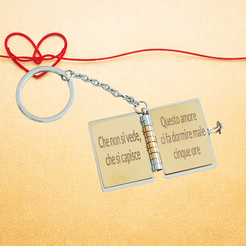 Portachiavi/Collana Book ~ Frase filo rosso...