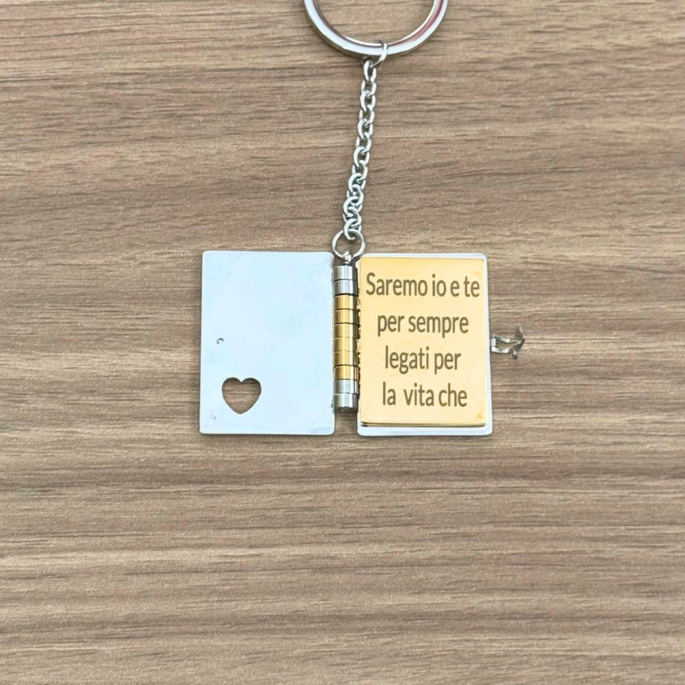 Portachiavi/Collana Book - Frase Per sempre Si