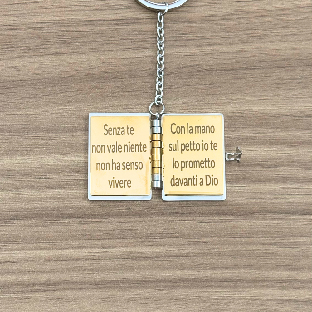 Portachiavi/Collana Book - Frase Per sempre Si