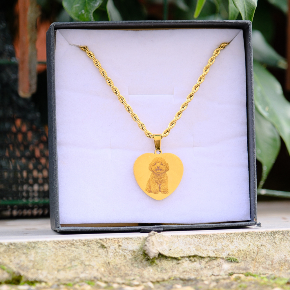 Collana Cuore 4 Zampe Foto Incisa