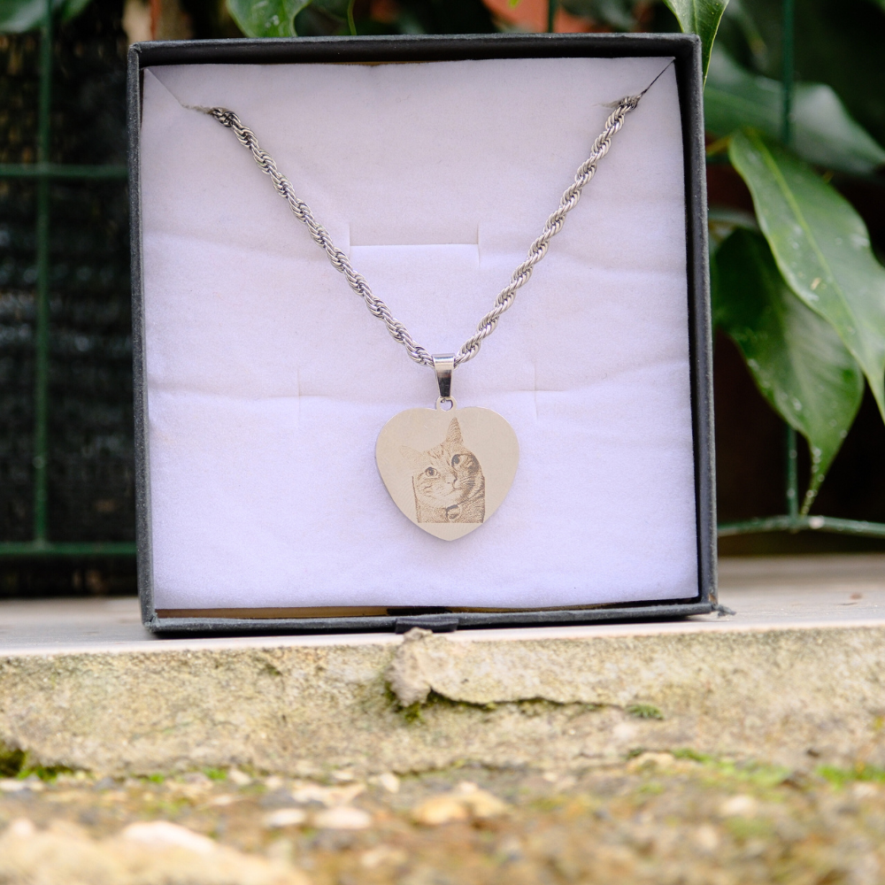 Collana Cuore 4 Zampe Foto Incisa