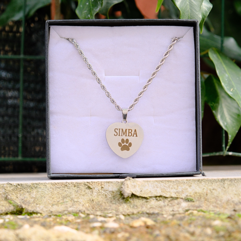 Collana Cuore 4 Zampe Foto Incisa