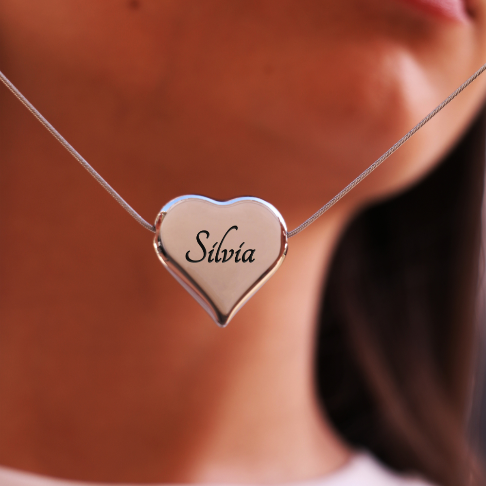 Ciondolo Cuore In Acciaio Con Incisione Personalizzata – Collana Per Lei