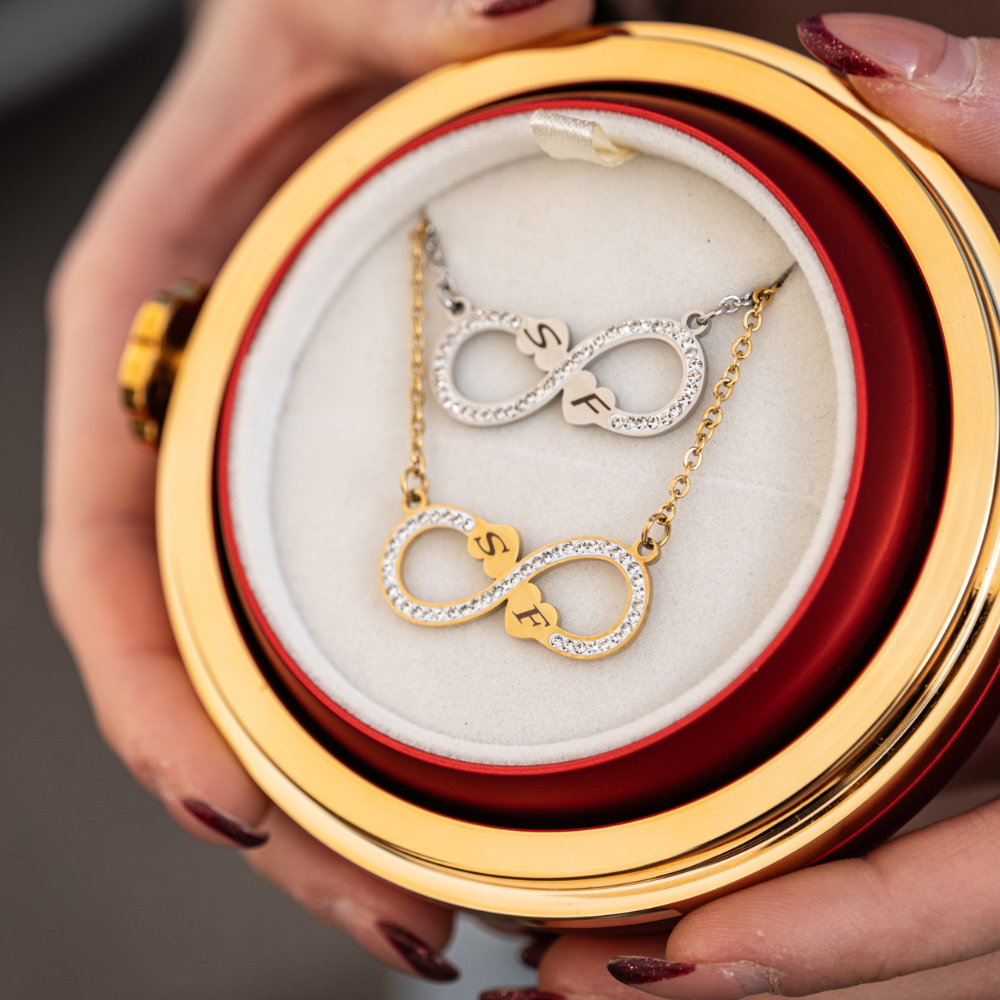 Collana Cuori Infinito Cuori Con Incisione Personalizzata