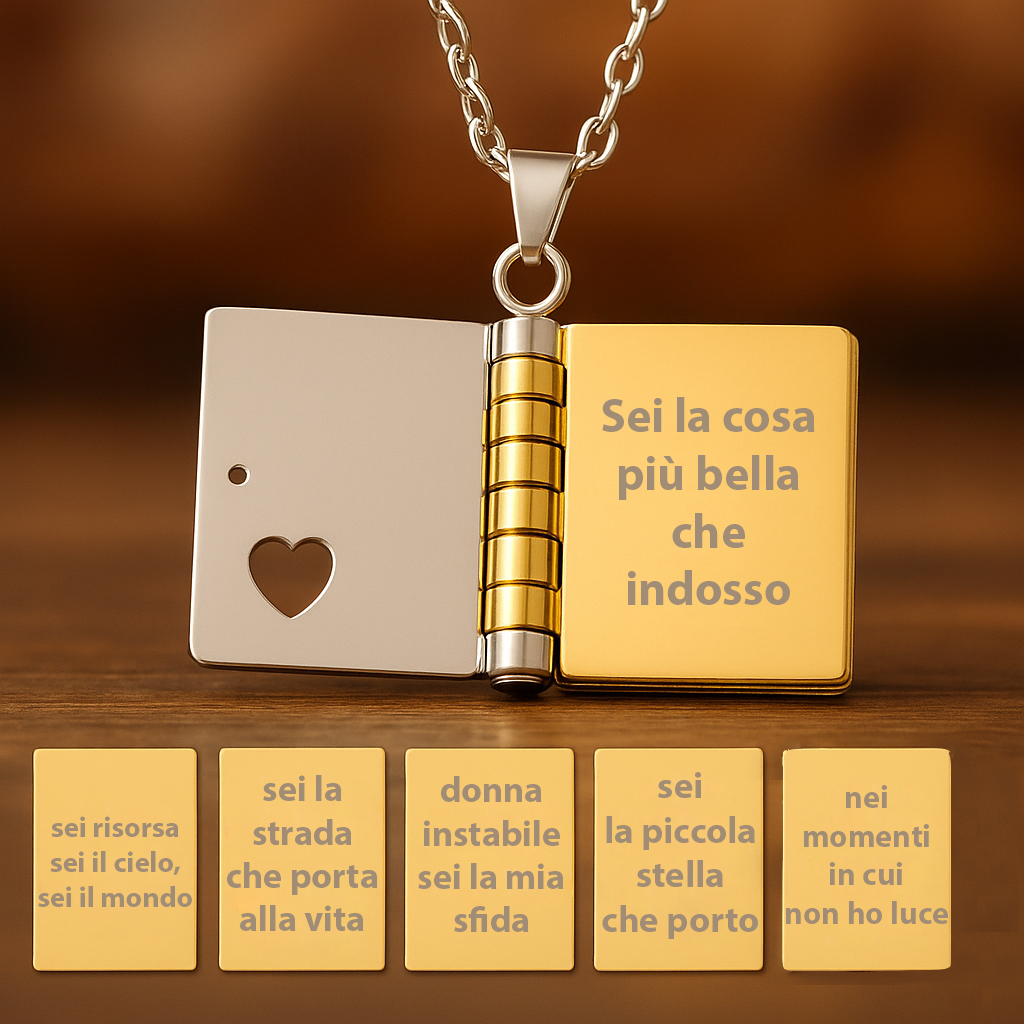Portachiavi/Collana Book ~ Frase Canzone Piccola Stella (Sei la cosa più bella che indosso...)