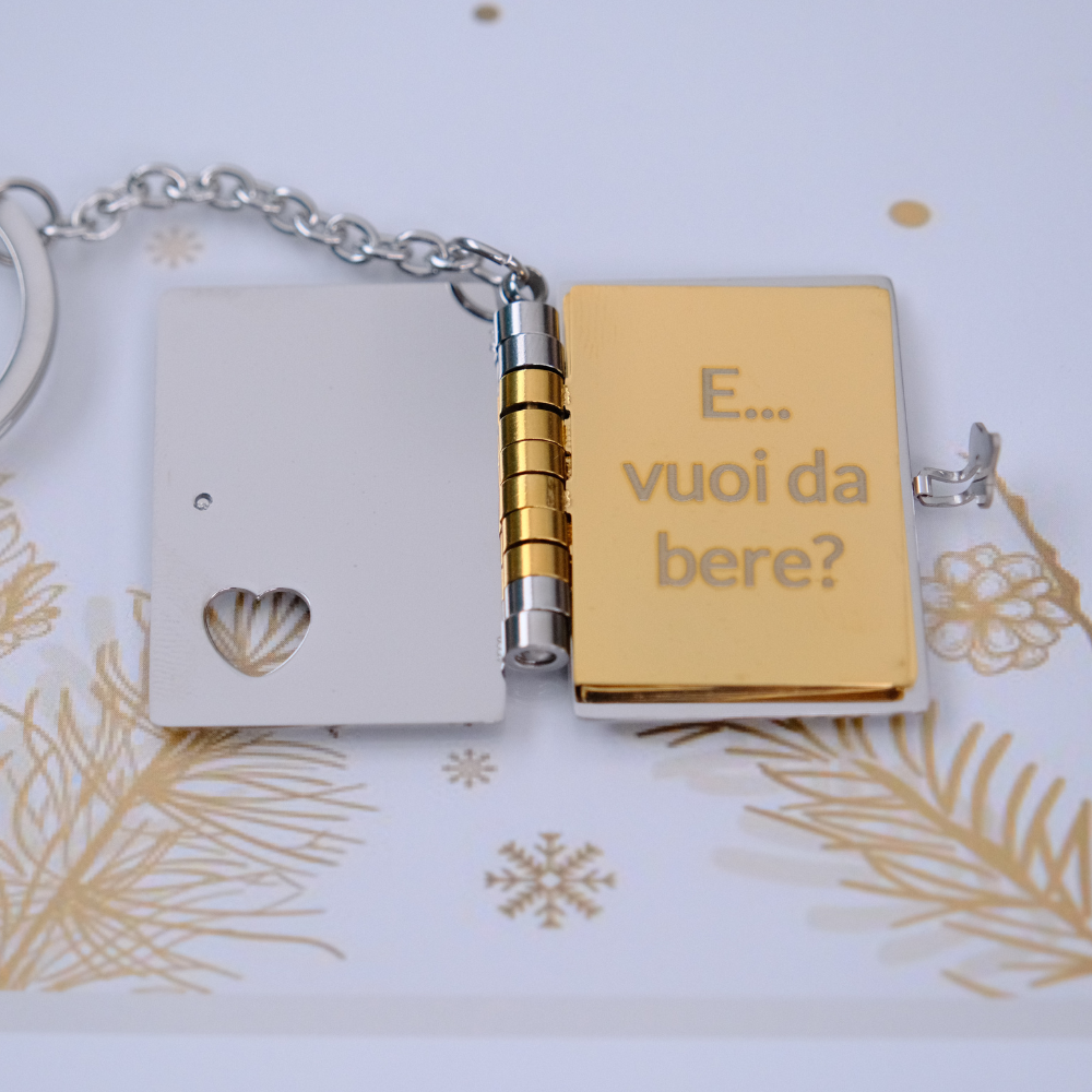 Portachiavi/Collana Book ~ Frase Canzone E... (E... vuoi da bere...)