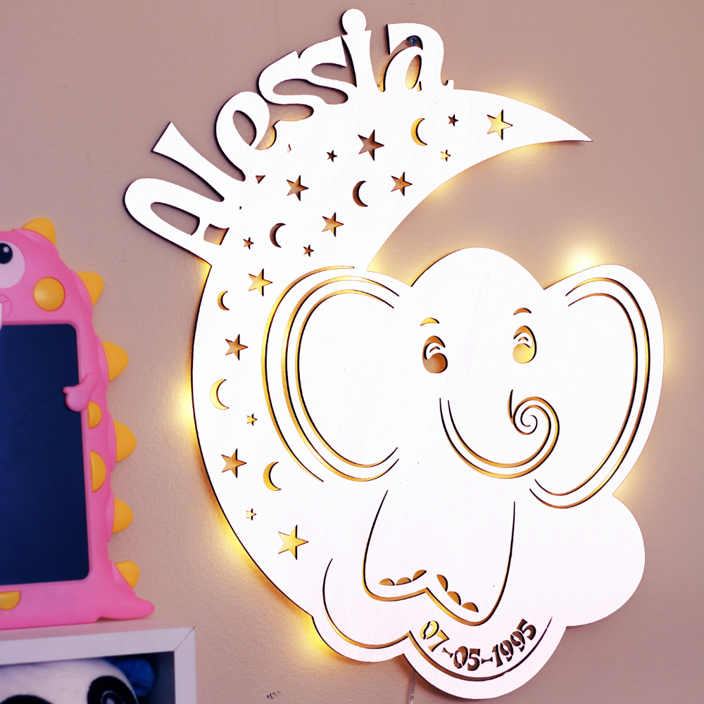 Lampada A Forma di Animale Elefante A Parete Luce Led