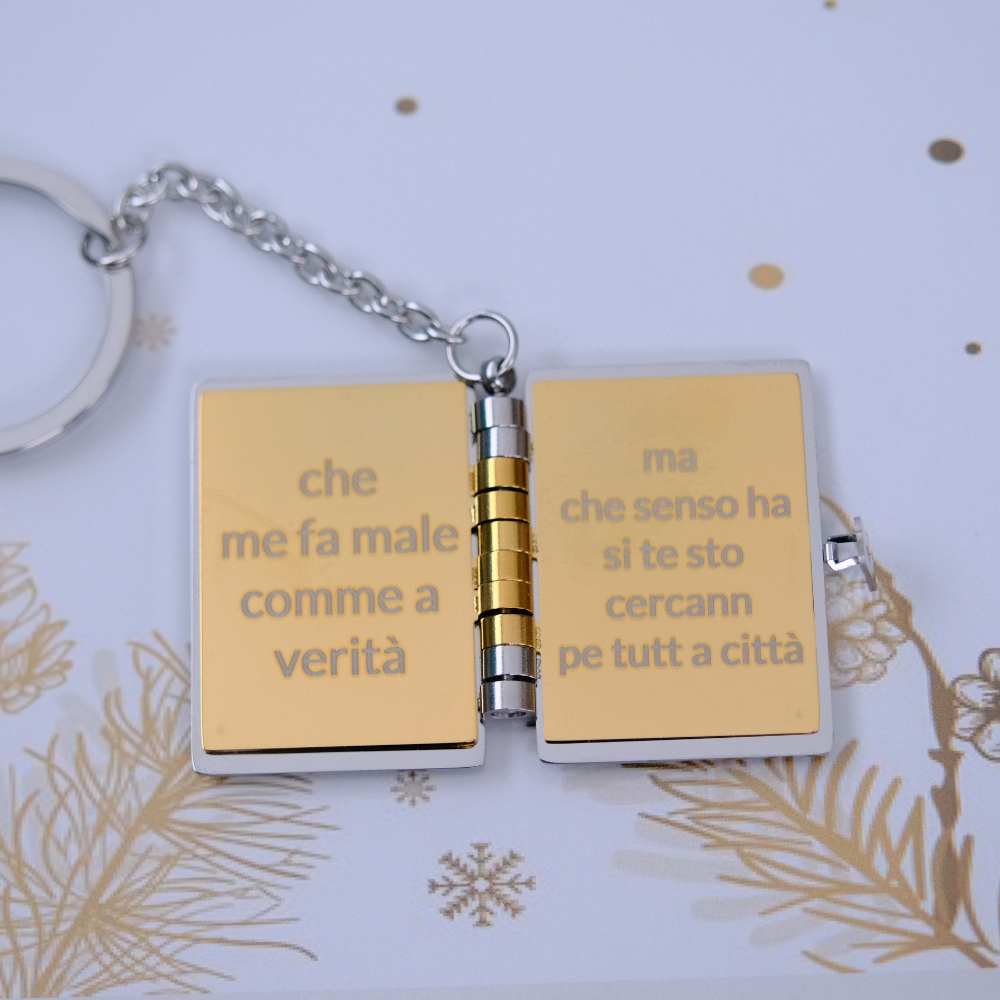 Portachiavi/Collana Book ~ Frase Canzone Episodio D'Amore (E tu m'hê dato n'episodio d'ammore...)