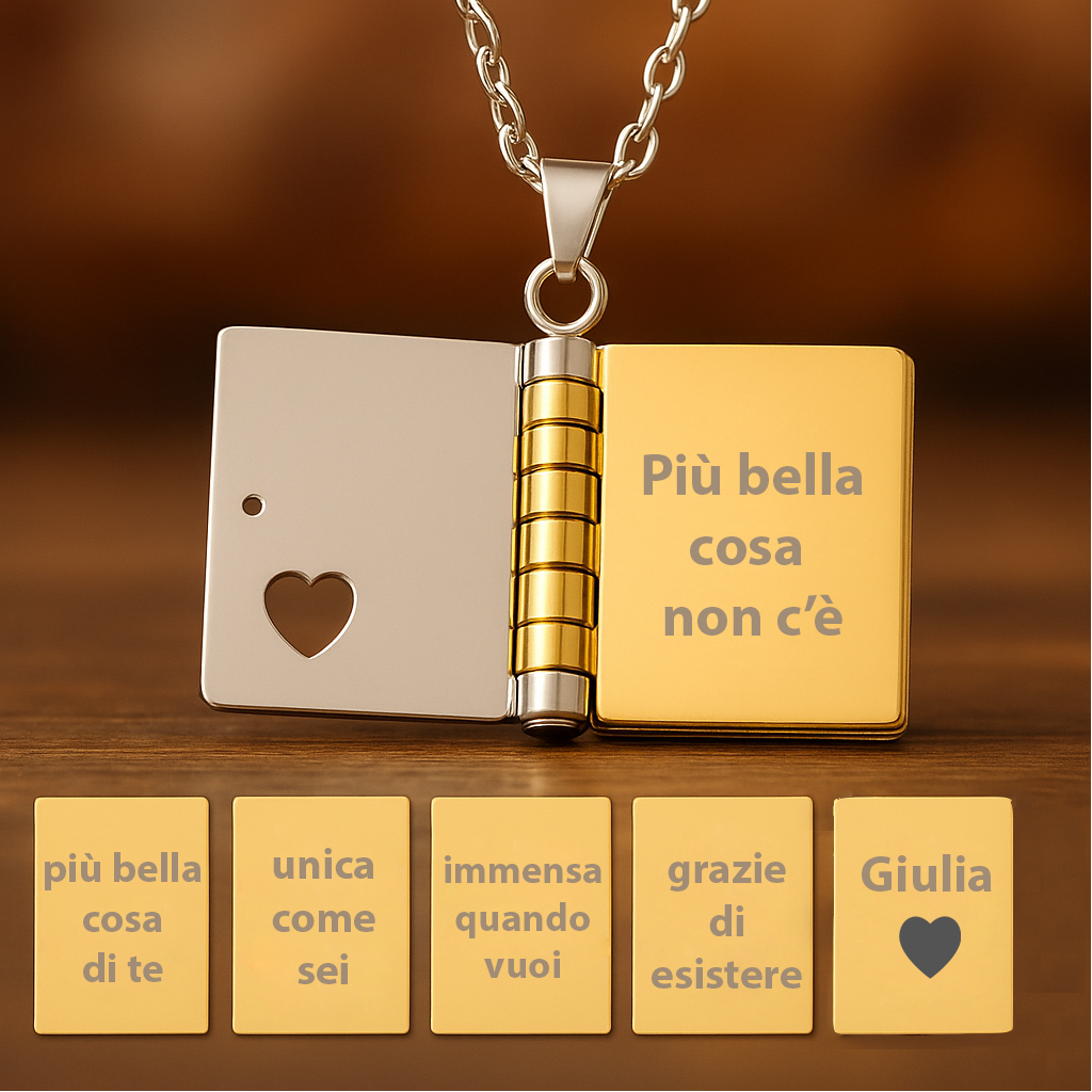 Portachiavi/Collana Book ~ Frase Canzone Più Bella Cosa Non C'è...