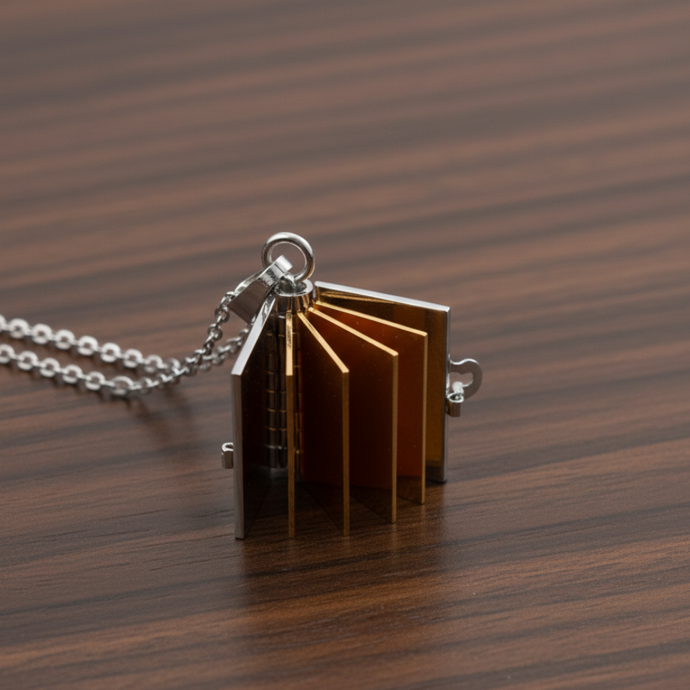 Portachiavi/Collana Book ~ Frase Canzone Se Riniziasse Un' Altra Vita...