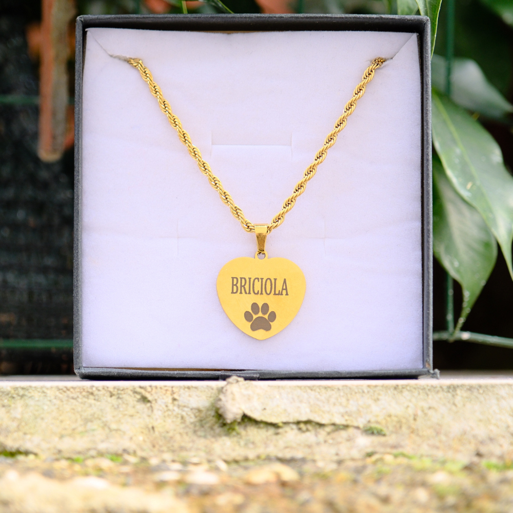 Collana Cuore 4 Zampe Foto Incisa