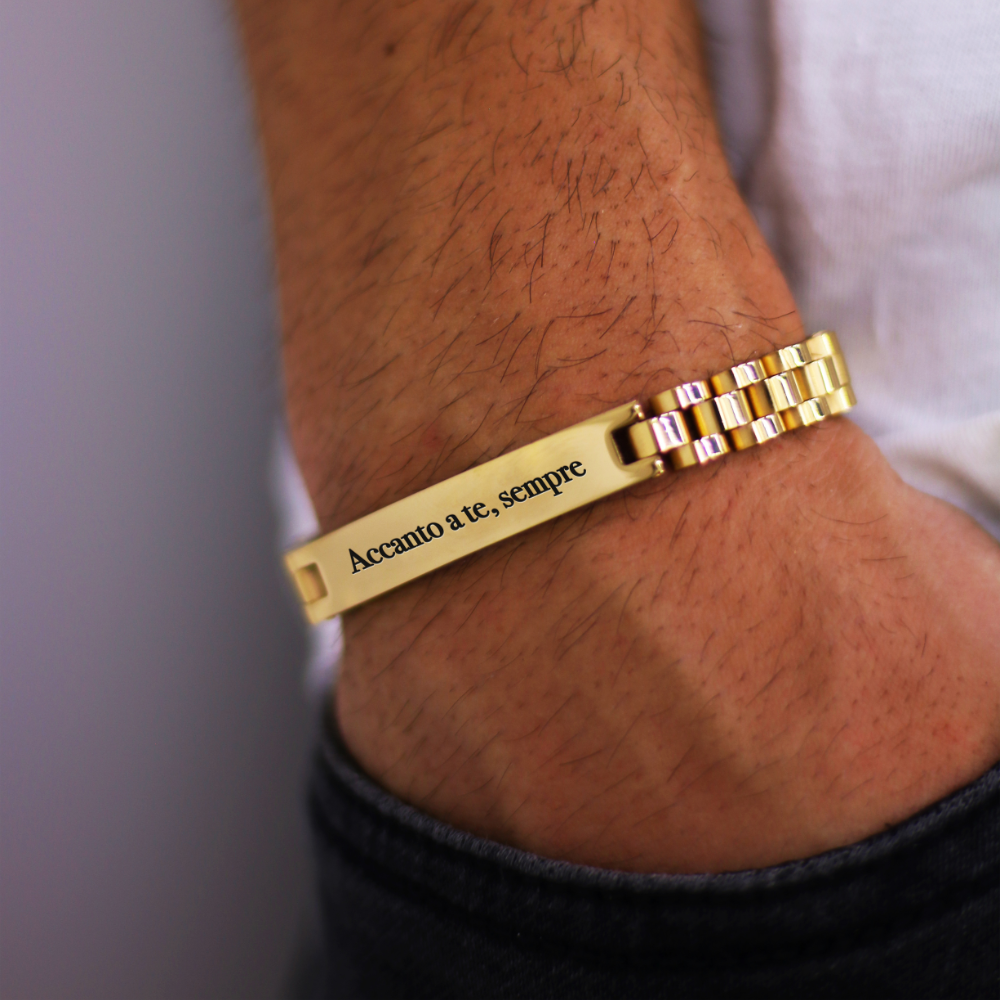 Bracciale Uomo Personalizzabile INBLUE In Pelle E Acciaio - Incisione Nome, Data, Foto - Chiusura Magnetica - Regalo Per Papa, Marito, Fidanzato - 5