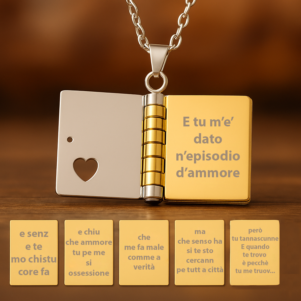 Portachiavi/Collana Book ~ Frase Canzone Episodio D'Amore (E tu m'hê dato n'episodio d'ammore...)